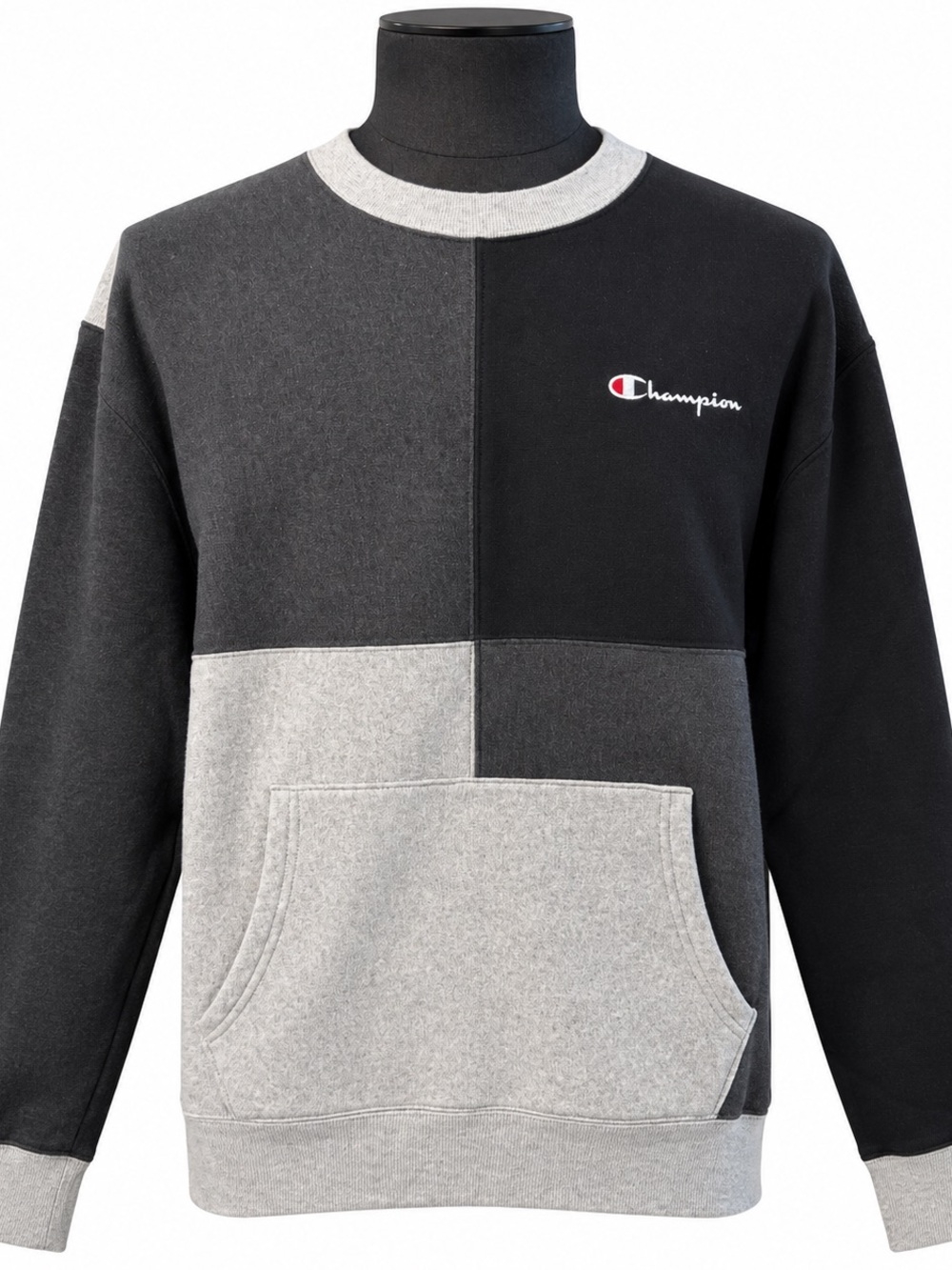 Champion Men’s Black & Gray Colorblock Crewneck Sweatshirt